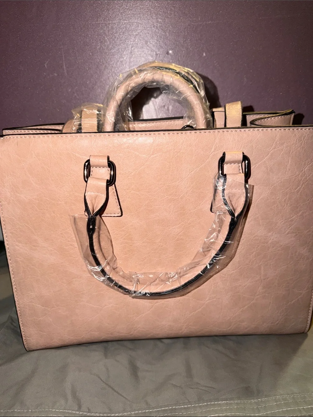 NWT 2-Piece Blush Pink Floral Embossed Structured Satchel & Mini Tote Bag Set
